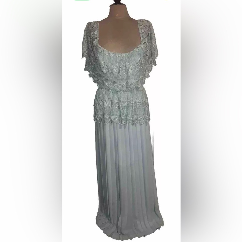 Vintage New Deadstock Lee Jordan NY Maxi Dress Gown Lace Goddess 20s M L $335